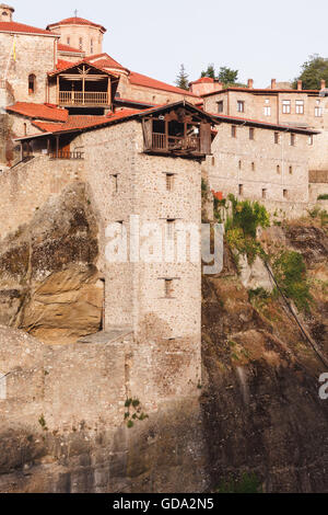 Le Saint Monastère de Grand Meteoron - les météores en complexe de monastères orthodoxes sur montagnes, Thessalie, Grèce Banque D'Images