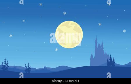 Paysages à Noël nuit Illustration de Vecteur