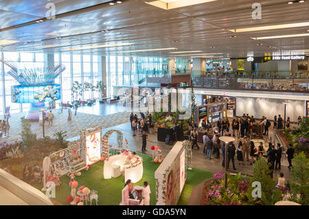 Hall de transit de l'aérogare 1, l'aéroport Changi de Singapour Changi, Singapour, Singapour, l'île Banque D'Images
