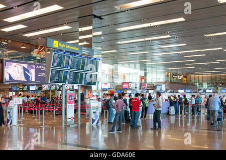 Zone d'enregistrement dans l'aérogare 1, l'aéroport Changi de Singapour Changi, Singapour, Singapour, l'île Banque D'Images