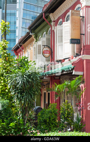 L'architecture coloniale sur Emerald Hill Road, Secteur Central, l'île de Pulau Ujong (Singapour), Singapour Banque D'Images