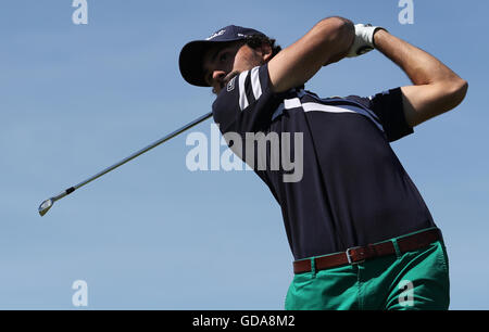 Clément Sordet, en France, débarque sur le troisième trou au cours du premier jour du Championnat d'Open 2016 au Royal Troon Golf Club, South Ayrshire. APPUYEZ SUR ASSOCIATION photo. Date de la photo: Jeudi 14 juillet 2016. Voir PA Story GOLF Open. Le crédit photo devrait se lire comme suit : David Davies/PA Wire. Banque D'Images