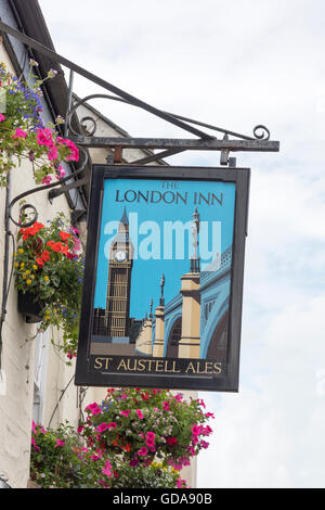 L'enseigne de pub à la London Inn Cornwall Padstow UK Banque D'Images