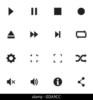 Vector black media player icons set Illustration de Vecteur