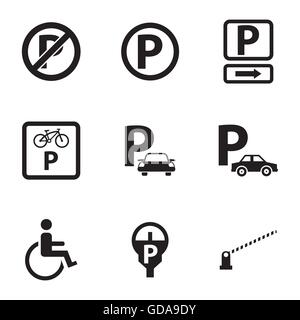 Parking noir Vector icons set Illustration de Vecteur