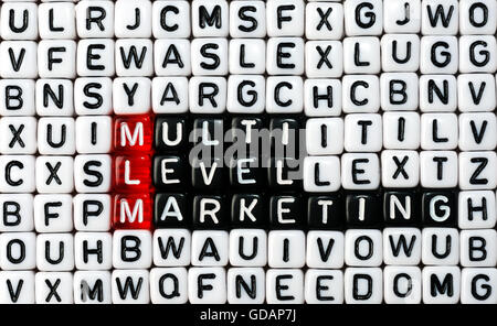 Texte avec des cubes ,MLM Multi Level Marketing Banque D'Images