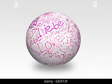 Concept d'amour nuage de mots dans plusieurs langues du monde Banque D'Images