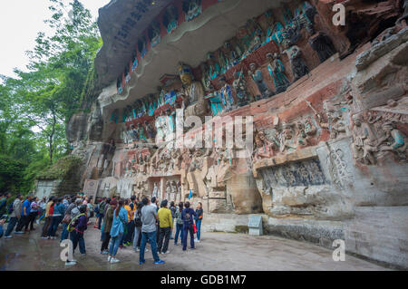 Chine, province de Chongqing Dazu,grottes bouddhistes du patrimoine mondial, Banque D'Images