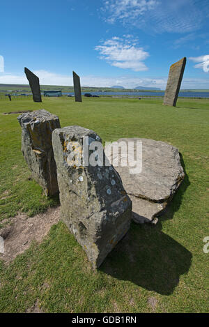 Pierres dans le Stenness UNESCO World Heritage Site, Coeur néolithique des Orcades. 10 708 SCO. Banque D'Images