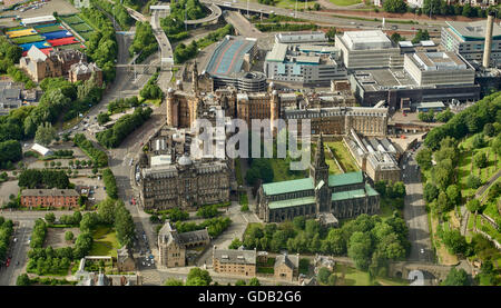 Une vue aérienne de Glasgow Royal Infirmary et la Cathédrale, Glasgow, Ecosse centrale Banque D'Images