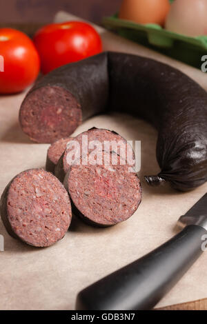 Boudin noir britannique ou boudin en rondelles Banque D'Images