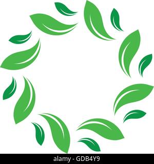 Vecteur isolés organique cercle vert logo. Leafs nature frontière. Soleil Vert. Élément de design de l'été. Concept Art de printemps. Logo. Illustration de Vecteur