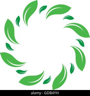 Vecteur isolés organique cercle vert logo. Leafs nature frontière. Soleil Vert. Élément de design de l'été. Concept Art de printemps. Logo. Illustration de Vecteur