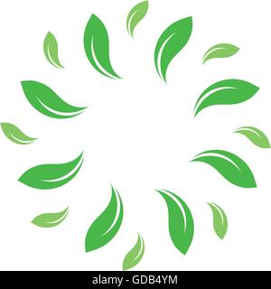 Vecteur isolés organique cercle vert logo. Leafs nature frontière. Soleil Vert. Élément de design de l'été. Concept Art de printemps. Logo. Illustration de Vecteur