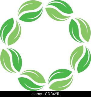Vecteur isolés organique cercle vert logo. Leafs nature frontière. Soleil Vert. Élément de design de l'été. Concept Art de printemps. Logo. Illustration de Vecteur