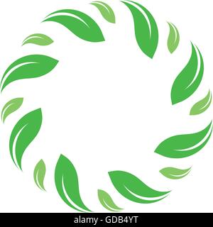 Vecteur isolés organique cercle vert logo. Leafs nature frontière. Soleil Vert. Élément de design de l'été. Concept Art de printemps. Logo. Illustration de Vecteur