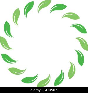 Vecteur isolés organique cercle vert logo. Leafs nature frontière. Soleil Vert. Élément de design de l'été. Concept Art de printemps. Logo. Illustration de Vecteur