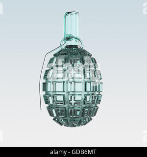 Grenade à main De diamant cristal transparent isolé sur fond rouge rendre Banque D'Images