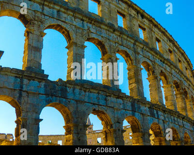 Coliseum à Pula, Croatie,façade de bâtiment,ruines Banque D'Images