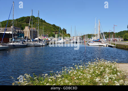 Port sur la rivière Gouët à Saint-Brieuc, commune française du département des Côtes-d'Armor en Bretagne, dans le nord-ouest de la France. Banque D'Images