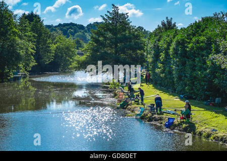 Concours de pêche sur la rivière Claise, sud-Touraine, France. Banque D'Images