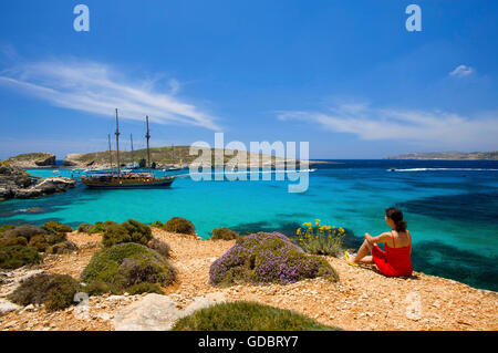 Lagon bleu, l'île de Comino, Malte Banque D'Images