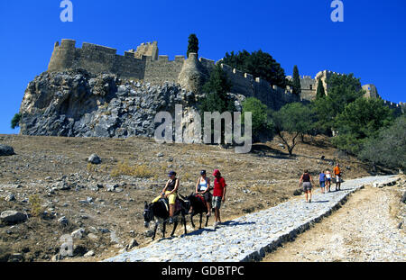 Acropole, Lindos, Rhodes, Dodécanèse, Grèce Banque D'Images