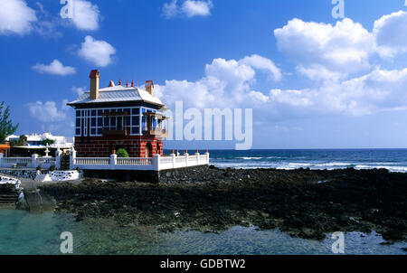 La Maison Bleue en Arrieta, , Lanzarote, îles Canaries, Espagne Banque D'Images