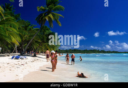 Plage sur l'île de Saona, Parque Nacional del Este, la République dominicaine, Caraïbes Banque D'Images