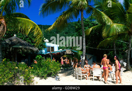 Bar de plage sur la baie White, Jost Van Dyke Island, British Virgin Islands, Caribbean Banque D'Images