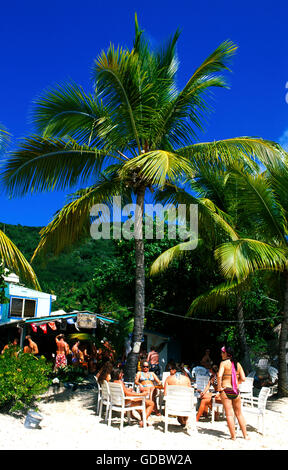 Bar de plage sur la baie White, Jost Van Dyke Island, British Virgin Islands, Caribbean Banque D'Images