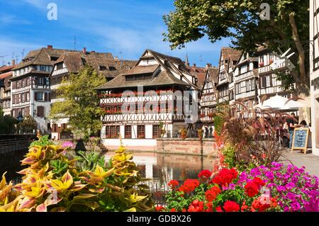 Restaurant Maison de tanneurs, Petite France, Strasbourg, Alsace, France Banque D'Images