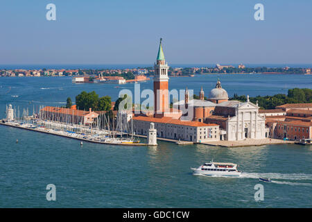 Venise, Venise, Vénétie, province de l'Italie. Vue de l'isola ou île de San Giorgio Maggiore et église du même nom. Banque D'Images