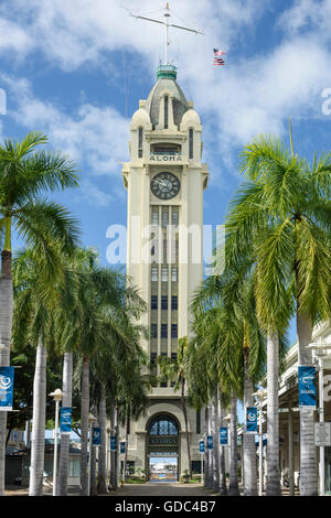 USA, Hawaii, Oahu, Honolulu, University,Port Aloha Tower, Banque D'Images