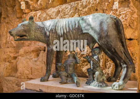 Espagne,Catalogne,Ville,Tarragone Auguste Palais, symbole de Rome,le loup et Romulus et Remus Banque D'Images