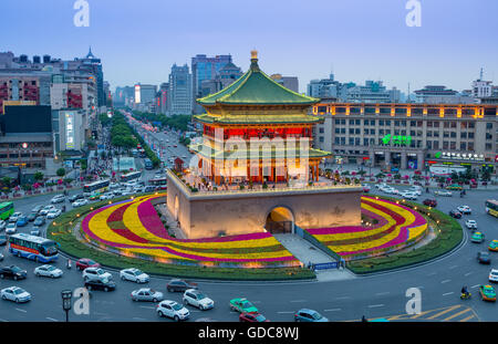 La Chine, la province du Shaanxi, Xi'an, le Clocher Banque D'Images