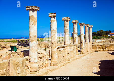 Parc archéologique de Paphos, avec colonnes antiques Banque D'Images