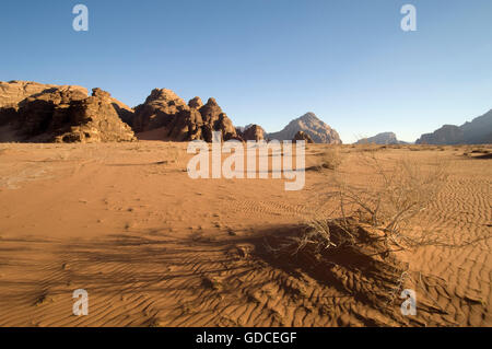 Le Wadi Rum, le désert, la Jordanie, Moyen-Orient Banque D'Images