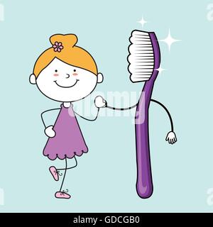 Brosse à dents avec de l'enfant conception icône isolé Illustration de Vecteur