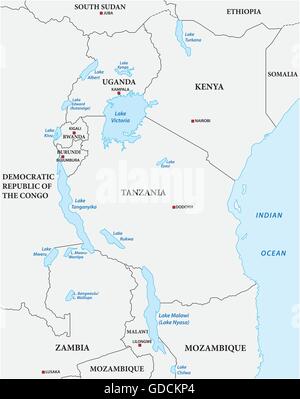 Vecteur simple contour plan de l'Afrique des Grands Lacs Illustration de Vecteur