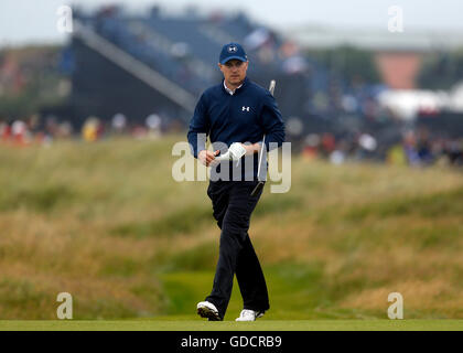 USA's Jordan Spieth au 5ème verte pendant la deuxième journée de l'Open Championship 2016 au Royal Troon Golf Club, South Ayrshire. Banque D'Images