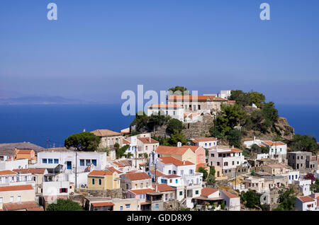 Le village pittoresque de l'île de Kéa, Cyclades, Grèce Banque D'Images