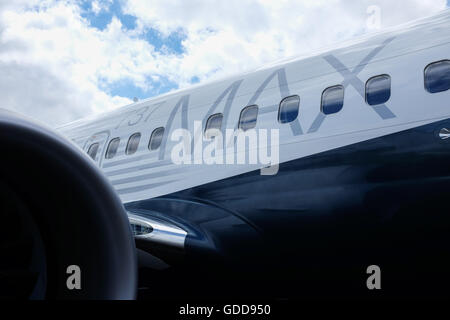 Une partie de l'aéronef Boeing 737 MAX 8. Banque D'Images