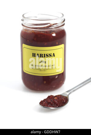 La Harissa, sauce faite avec du piment, condiment d'Afrique du Nord Banque D'Images