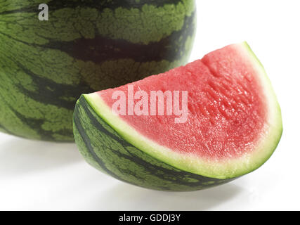 Pastèque, citrullus lanatus against White Background Banque D'Images