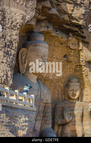 La Chine, Province du Shanxi, près de la ville de Datong, les grottes de Yungang, patrimoine mondial, Banque D'Images