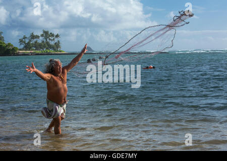 Molokai,local,Polynesian,pas de modèle-version,homme,pêche,USA,New York,Nord,pêcheur, Banque D'Images