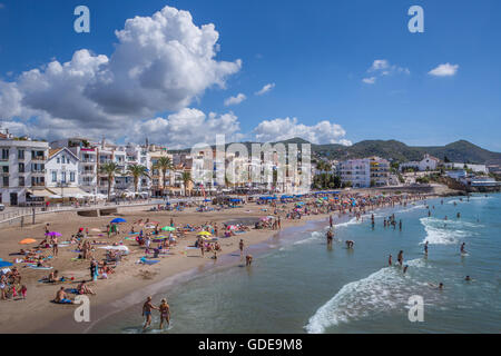 L'Espagne, la Catalogne, Sitges, Ville Banque D'Images