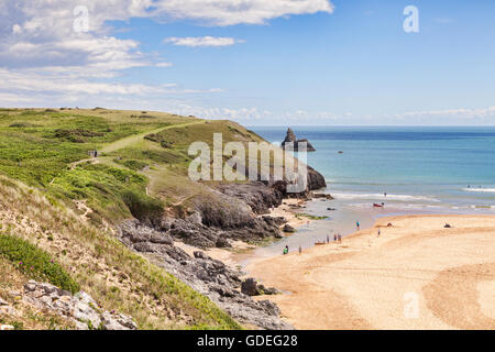 La plage de Broadhaven sud, sur la succession, Stackpole Parc National de Pembrokeshire Coast, Pays de Galles, Royaume-Uni Banque D'Images