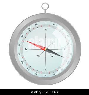 Vector illustration art boussole d'argent sur fond blanc Illustration de Vecteur